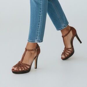 Talbots T Strap Studded High Heel Sandal